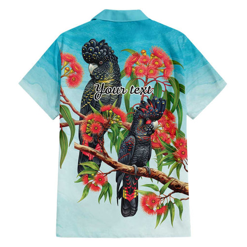Australia Black Cockatoo and Eucalyptus Family Matching Short Sleeve Bodycon Dress and Hawaiian Shirt Blue Spirit of Aussie Native Bird - Aussie Hoodie