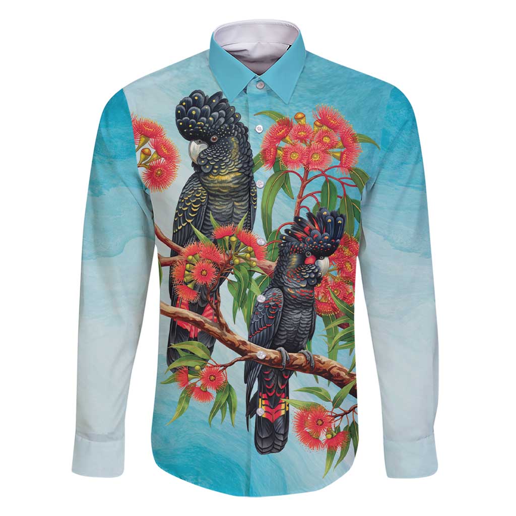 Australia Black Cockatoo and Eucalyptus Family Matching Short Sleeve Bodycon Dress and Hawaiian Shirt Blue Spirit of Aussie Native Bird - Aussie Hoodie