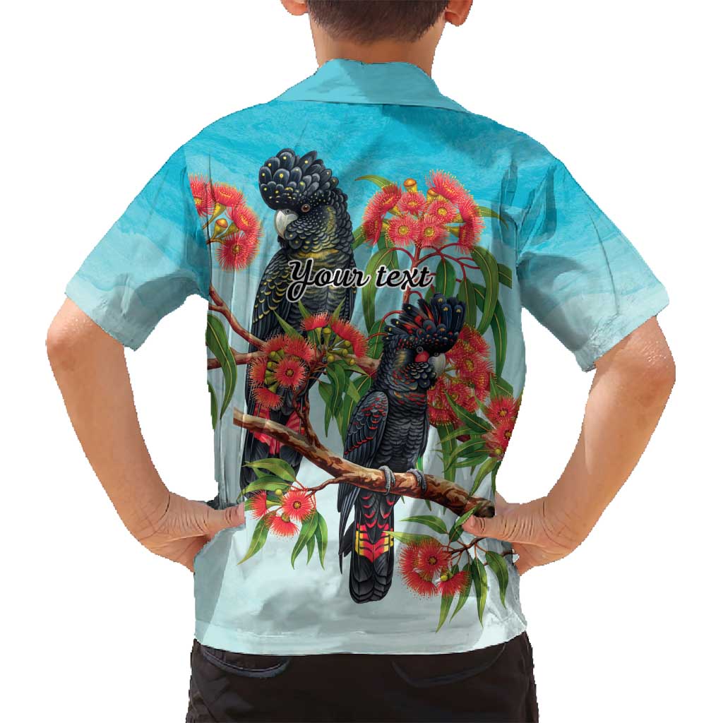 Australia Black Cockatoo and Eucalyptus Family Matching Summer Maxi Dress and Hawaiian Shirt Blue Spirit of Aussie Native Bird - Aussie Hoodie