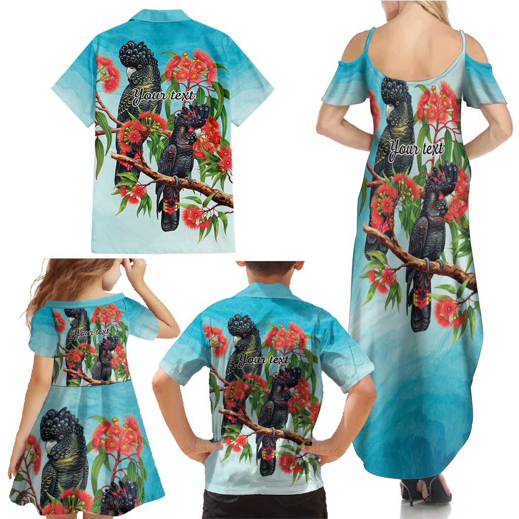 Australia Black Cockatoo and Eucalyptus Family Matching Summer Maxi Dress and Hawaiian Shirt Blue Spirit of Aussie Native Bird - Aussie Hoodie