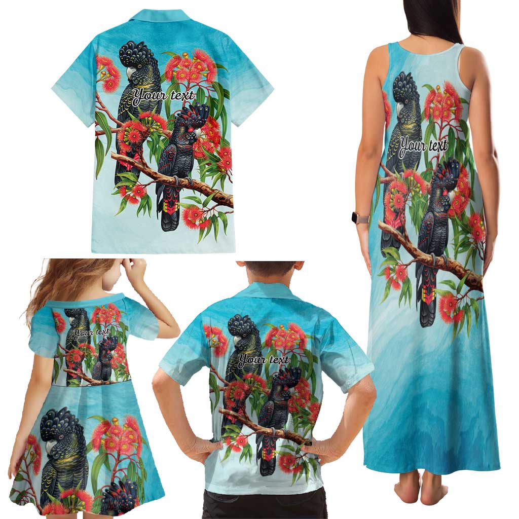 Australia Black Cockatoo and Eucalyptus Family Matching Tank Maxi Dress and Hawaiian Shirt Blue Spirit of Aussie Native Bird - Aussie Hoodie