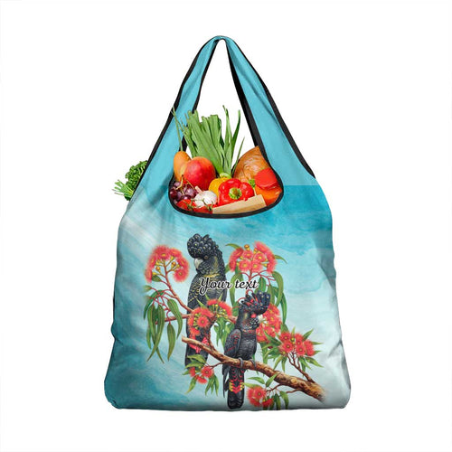 Australia Black Cockatoo and Eucalyptus Grocery Bag Blue Spirit of Aussie Native Bird - Aussie Hoodie