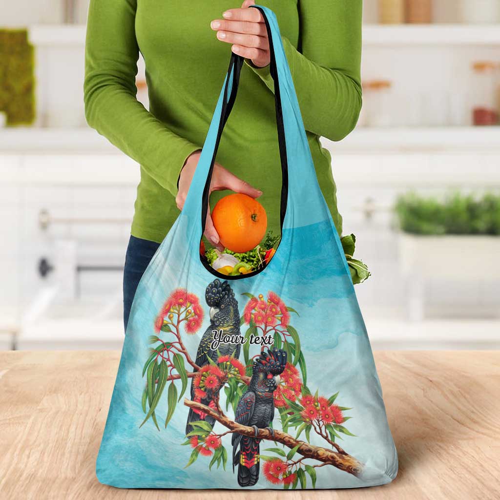 Australia Black Cockatoo and Eucalyptus Grocery Bag Blue Spirit of Aussie Native Bird - Aussie Hoodie