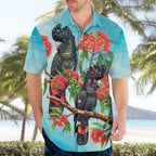 Australia Black Cockatoo and Eucalyptus Hawaiian Shirt Blue Spirit of Aussie Native Bird - Aussie Hoodie