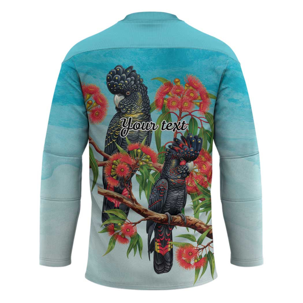 Australia Black Cockatoo and Eucalyptus Hockey Jersey Blue Spirit of Aussie Native Bird - Aussie Hoodie