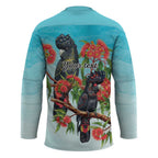 Australia Black Cockatoo and Eucalyptus Hockey Jersey Blue Spirit of Aussie Native Bird - Aussie Hoodie
