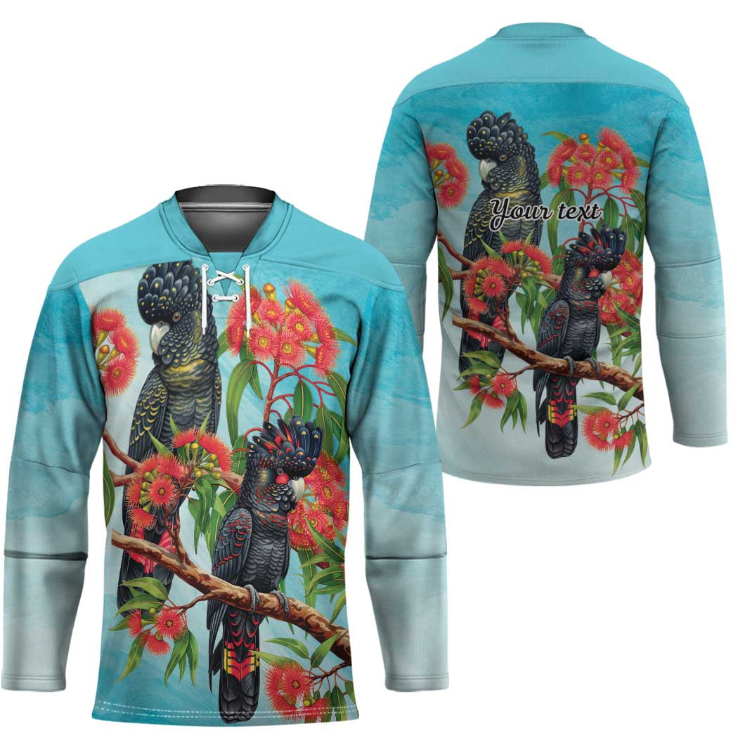Australia Black Cockatoo and Eucalyptus Hockey Jersey Blue Spirit of Aussie Native Bird - Aussie Hoodie