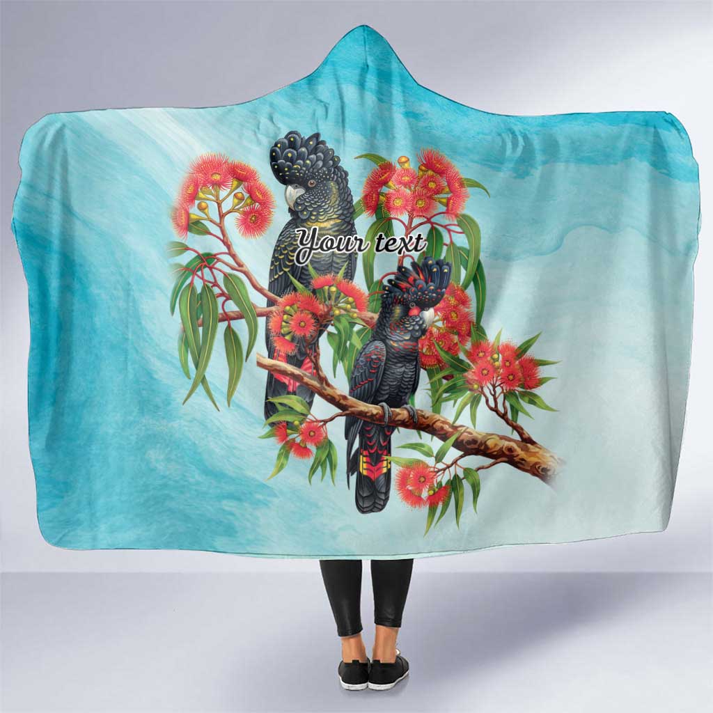 Australia Black Cockatoo and Eucalyptus Hooded Blanket Blue Spirit of Aussie Native Bird - Aussie Hoodie