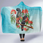 Australia Black Cockatoo and Eucalyptus Hooded Blanket Blue Spirit of Aussie Native Bird - Aussie Hoodie