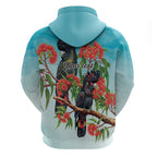 Australia Black Cockatoo and Eucalyptus Hoodie Blue Spirit of Aussie Native Bird - Aussie Hoodie