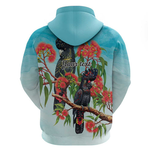 Australia Black Cockatoo and Eucalyptus Hoodie Blue Spirit of Aussie Native Bird - Aussie Hoodie