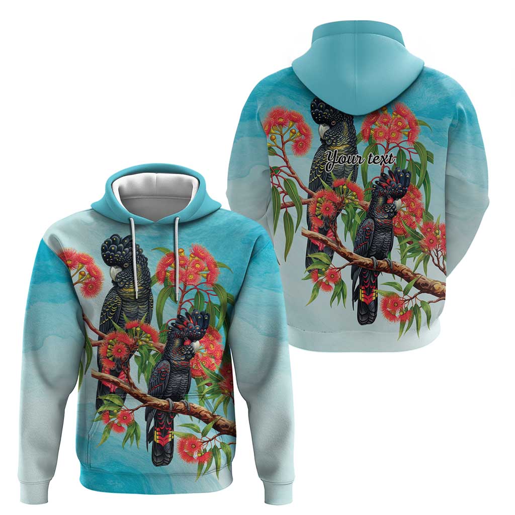 Australia Black Cockatoo and Eucalyptus Hoodie Blue Spirit of Aussie Native Bird - Aussie Hoodie