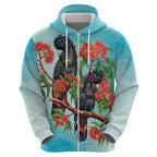 Australia Black Cockatoo and Eucalyptus Hoodie Blue Spirit of Aussie Native Bird - Aussie Hoodie