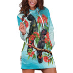 Australia Black Cockatoo and Eucalyptus Hoodie Dress Blue Spirit of Aussie Native Bird - Aussie Hoodie