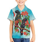 Australia Black Cockatoo and Eucalyptus Kid Hawaiian Shirt Blue Spirit of Aussie Native Bird - Aussie Hoodie