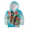 Australia Black Cockatoo and Eucalyptus Kid Hoodie Blue Spirit of Aussie Native Bird - Aussie Hoodie