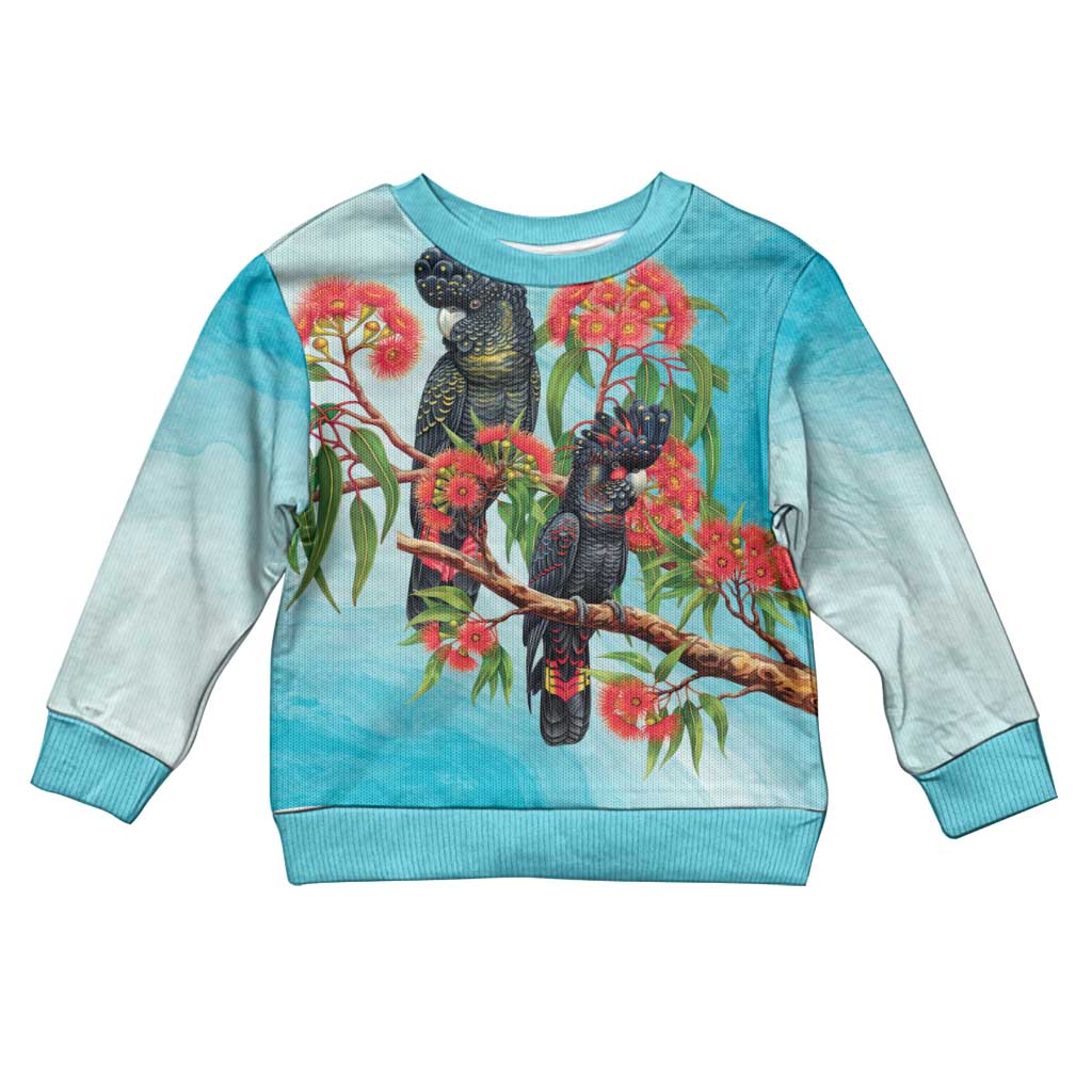 Australia Black Cockatoo and Eucalyptus Kid Ugly Christmas Sweater Blue Spirit of Aussie Native Bird - Aussie Hoodie