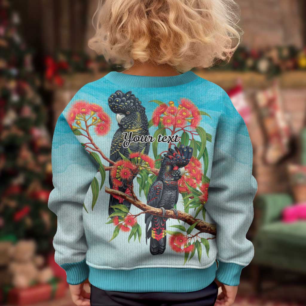 Australia Black Cockatoo and Eucalyptus Kid Ugly Christmas Sweater Blue Spirit of Aussie Native Bird - Aussie Hoodie