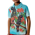 Australia Black Cockatoo and Eucalyptus Kid Polo Shirt Blue Spirit of Aussie Native Bird - Aussie Hoodie