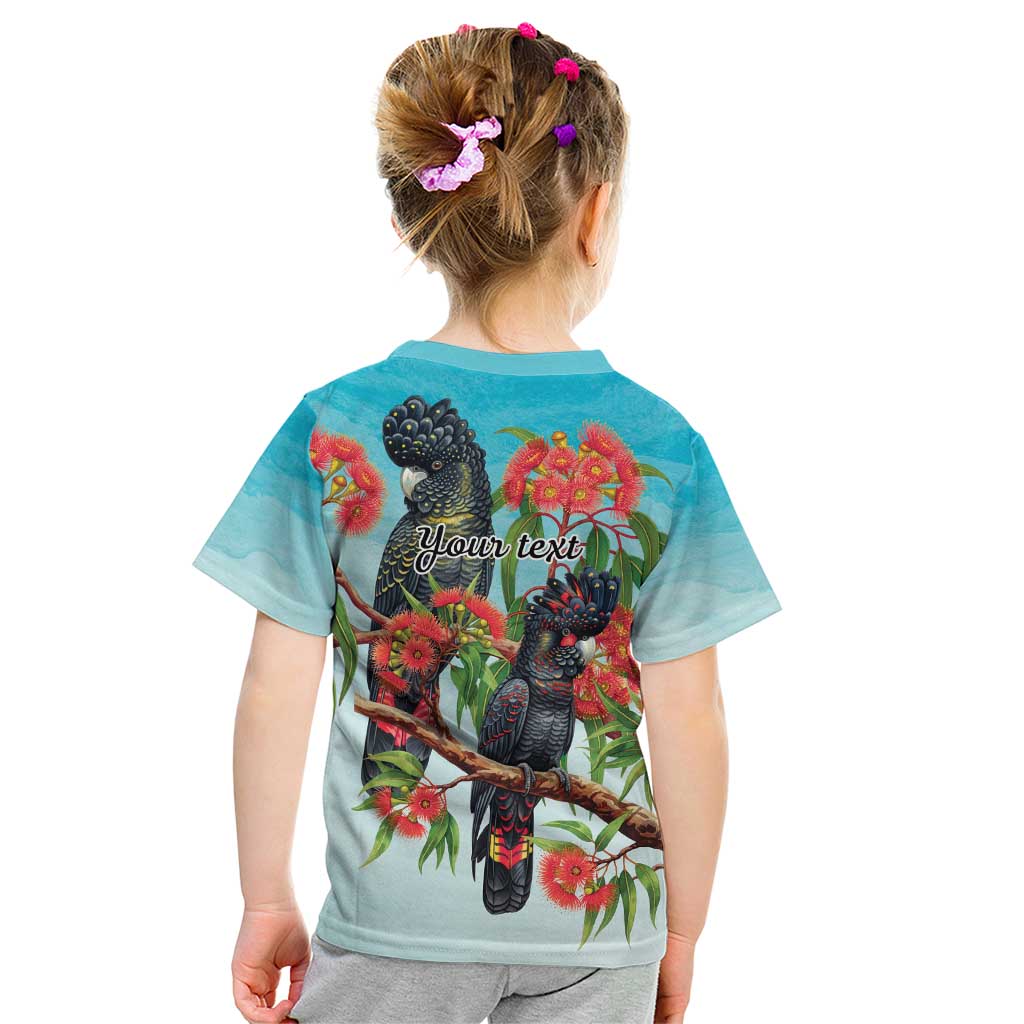 Australia Black Cockatoo and Eucalyptus Kid T Shirt Blue Spirit of Aussie Native Bird - Aussie Hoodie