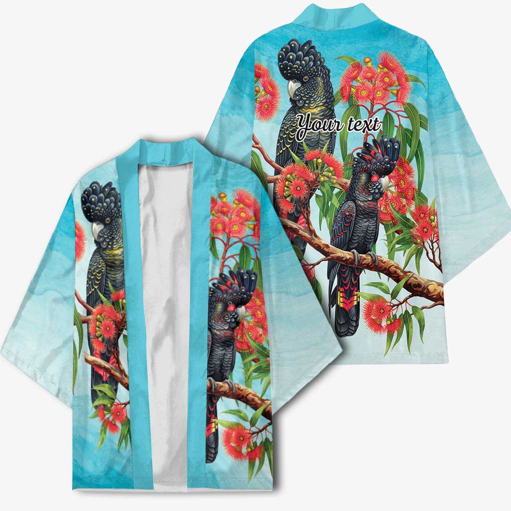 Australia Black Cockatoo and Eucalyptus Kimono Blue Spirit of Aussie Native Bird - Aussie Hoodie