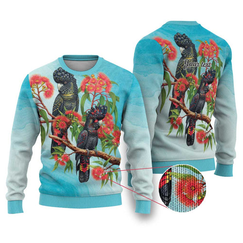 Australia Black Cockatoo and Eucalyptus Ugly Christmas Sweater Blue Spirit of Aussie Native Bird - Aussie Hoodie
