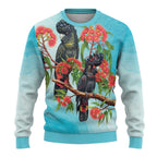 Australia Black Cockatoo and Eucalyptus Ugly Christmas Sweater Blue Spirit of Aussie Native Bird - Aussie Hoodie