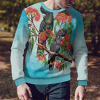 Australia Black Cockatoo and Eucalyptus Ugly Christmas Sweater Blue Spirit of Aussie Native Bird - Aussie Hoodie