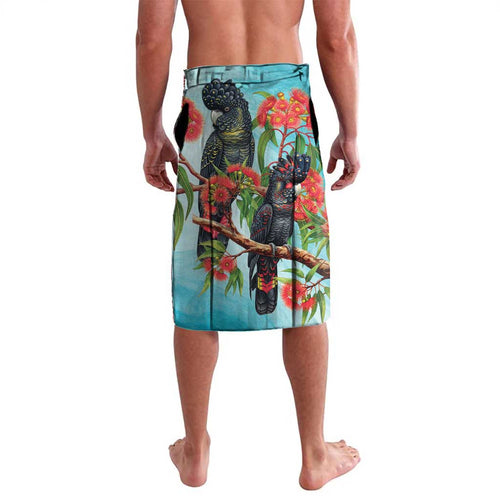 Australia Black Cockatoo and Eucalyptus Lavalava Blue Spirit of Aussie Native Bird - Aussie Hoodie