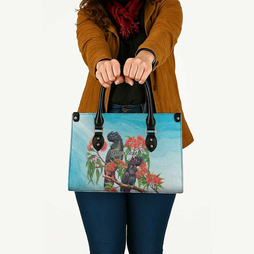 Australia Black Cockatoo and Eucalyptus Leather Bag Blue Spirit of Aussie Native Bird - Aussie Hoodie
