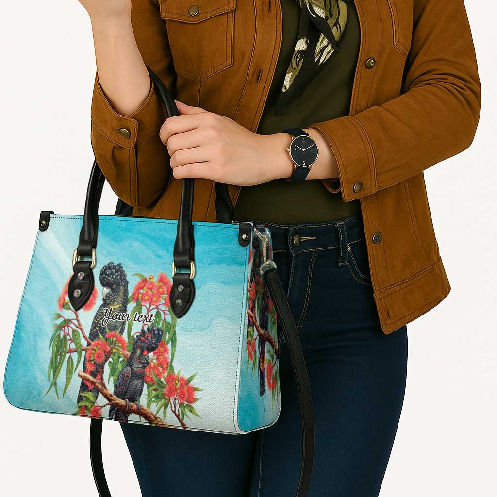 Australia Black Cockatoo and Eucalyptus Leather Bag Blue Spirit of Aussie Native Bird - Aussie Hoodie
