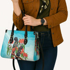 Australia Black Cockatoo and Eucalyptus Leather Bag Blue Spirit of Aussie Native Bird - Aussie Hoodie
