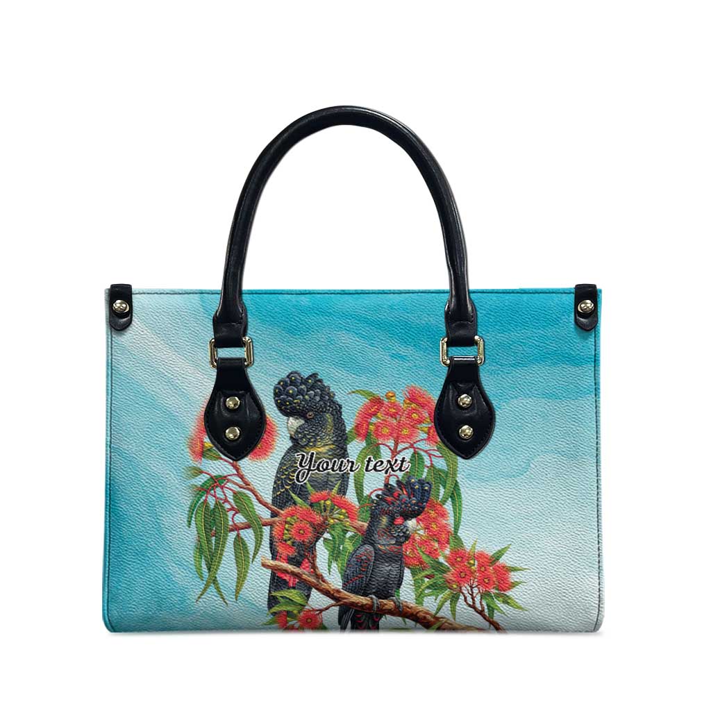 Australia Black Cockatoo and Eucalyptus Leather Bag Blue Spirit of Aussie Native Bird - Aussie Hoodie