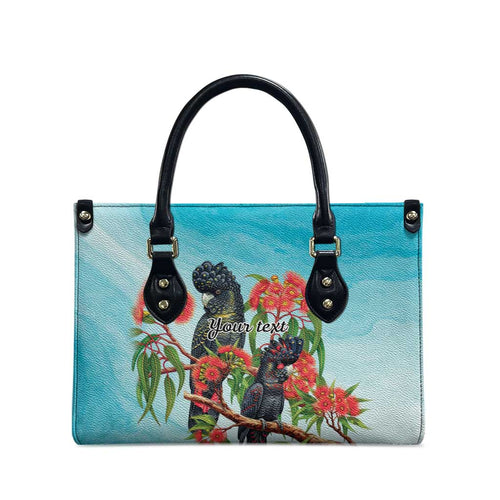 Australia Black Cockatoo and Eucalyptus Leather Bag Blue Spirit of Aussie Native Bird - Aussie Hoodie