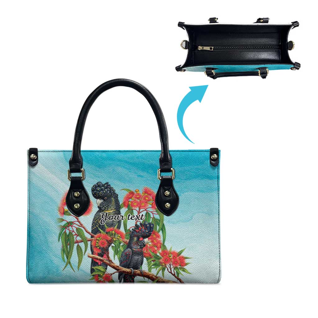 Australia Black Cockatoo and Eucalyptus Leather Bag Blue Spirit of Aussie Native Bird - Aussie Hoodie