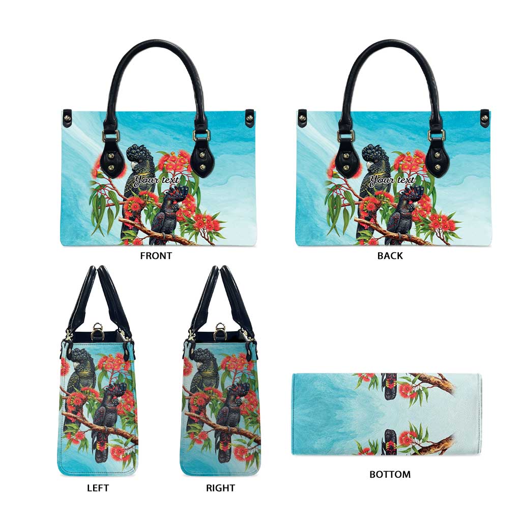 Australia Black Cockatoo and Eucalyptus Leather Bag Blue Spirit of Aussie Native Bird - Aussie Hoodie