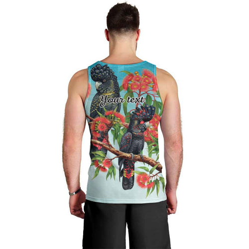 Australia Black Cockatoo and Eucalyptus Men Tank Top Blue Spirit of Aussie Native Bird - Aussie Hoodie