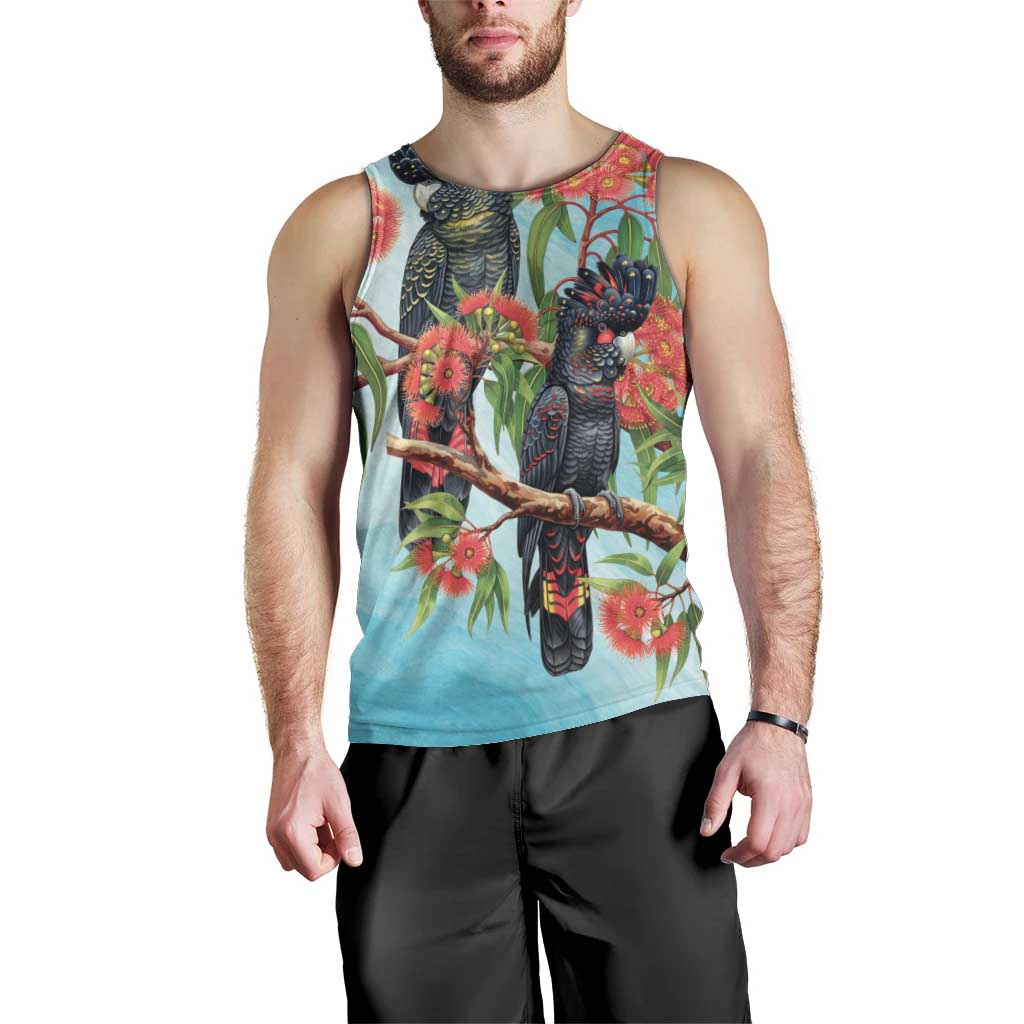 Australia Black Cockatoo and Eucalyptus Men Tank Top Blue Spirit of Aussie Native Bird - Aussie Hoodie