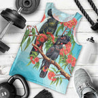 Australia Black Cockatoo and Eucalyptus Men Tank Top Blue Spirit of Aussie Native Bird - Aussie Hoodie