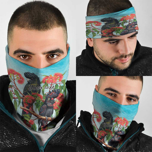 Australia Black Cockatoo and Eucalyptus Neck Gaiter Blue Spirit of Aussie Native Bird - Aussie Hoodie