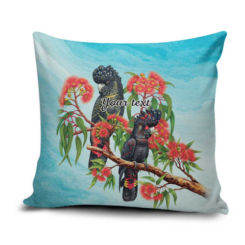 Australia Black Cockatoo and Eucalyptus Pillow Cover Blue Spirit of Aussie Native Bird - Aussie Hoodie