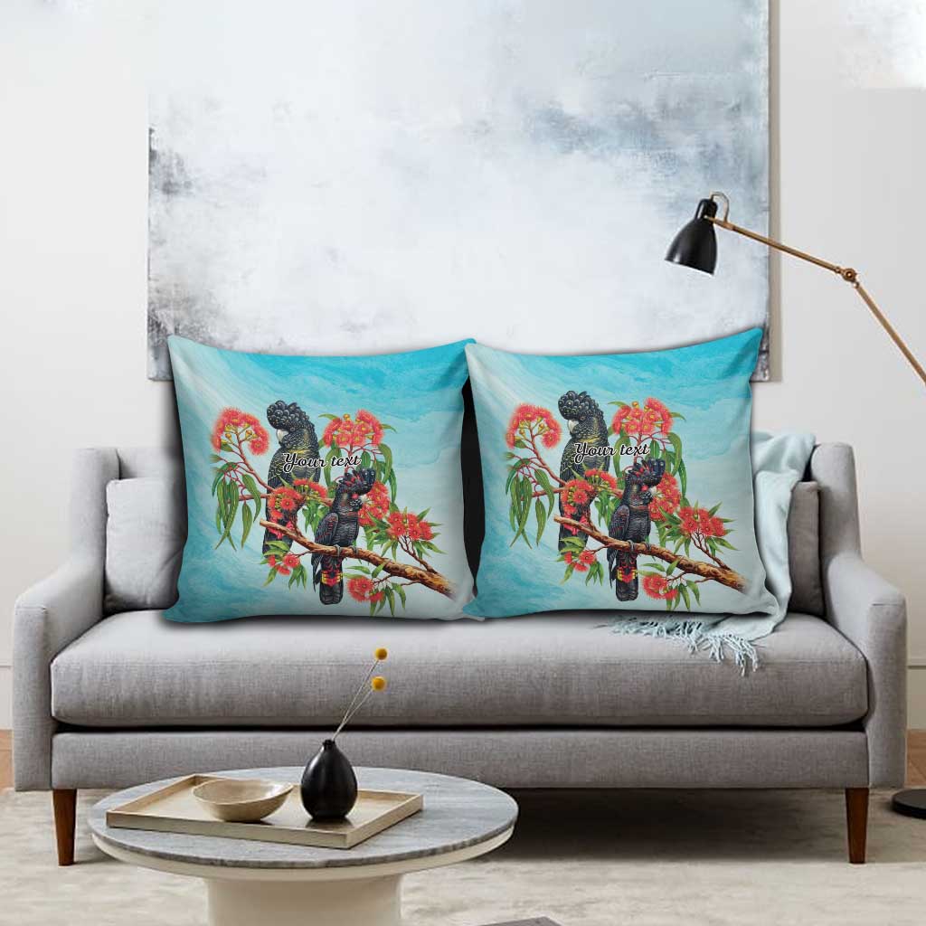 Australia Black Cockatoo and Eucalyptus Pillow Cover Blue Spirit of Aussie Native Bird - Aussie Hoodie