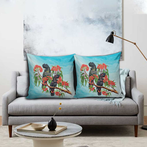 Australia Black Cockatoo and Eucalyptus Pillow Cover Blue Spirit of Aussie Native Bird - Aussie Hoodie