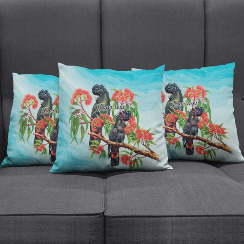 Australia Black Cockatoo and Eucalyptus Pillow Cover Blue Spirit of Aussie Native Bird - Aussie Hoodie
