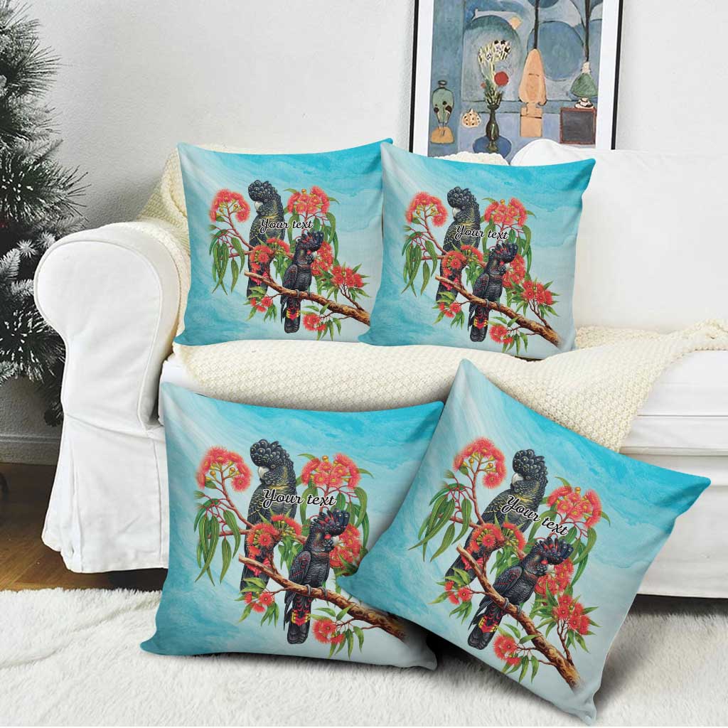 Australia Black Cockatoo and Eucalyptus Pillow Cover Blue Spirit of Aussie Native Bird - Aussie Hoodie