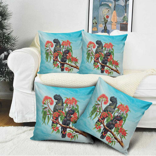 Australia Black Cockatoo and Eucalyptus Pillow Cover Blue Spirit of Aussie Native Bird - Aussie Hoodie