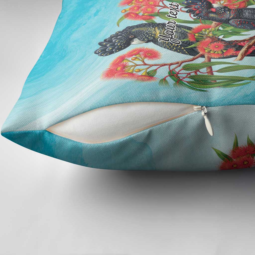 Australia Black Cockatoo and Eucalyptus Pillow Cover Blue Spirit of Aussie Native Bird - Aussie Hoodie