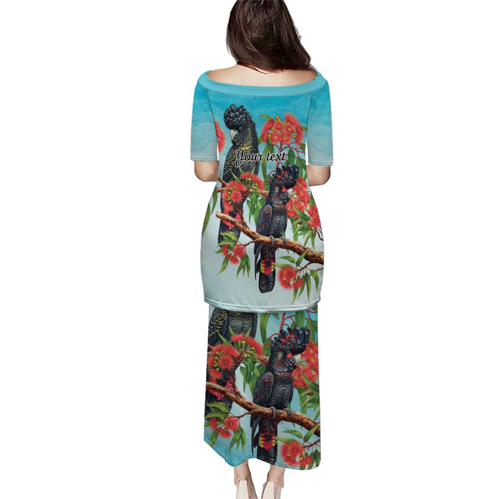 Australia Black Cockatoo and Eucalyptus Puletasi Blue Spirit of Aussie Native Bird - Aussie Hoodie