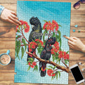 Australia Black Cockatoo and Eucalyptus Puzzle Blue Spirit of Aussie Native Bird - Aussie Hoodie