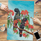 Australia Black Cockatoo and Eucalyptus Puzzle Blue Spirit of Aussie Native Bird - Aussie Hoodie